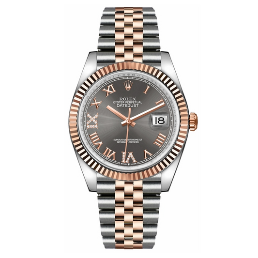 Rlx Datejust 36 Dark Rhodium Dial Fluted Bezel Watch 126231-0023