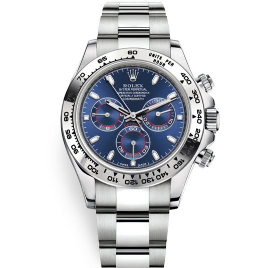 RLX Cosmograph Daytona 116509 Blue Index Oyster White Gold Mens Watch
