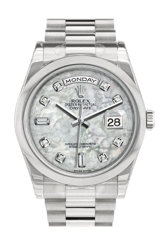 RLX Day Date 36 White mother of pearl set with diamonds Dial President Men's Watch 118206