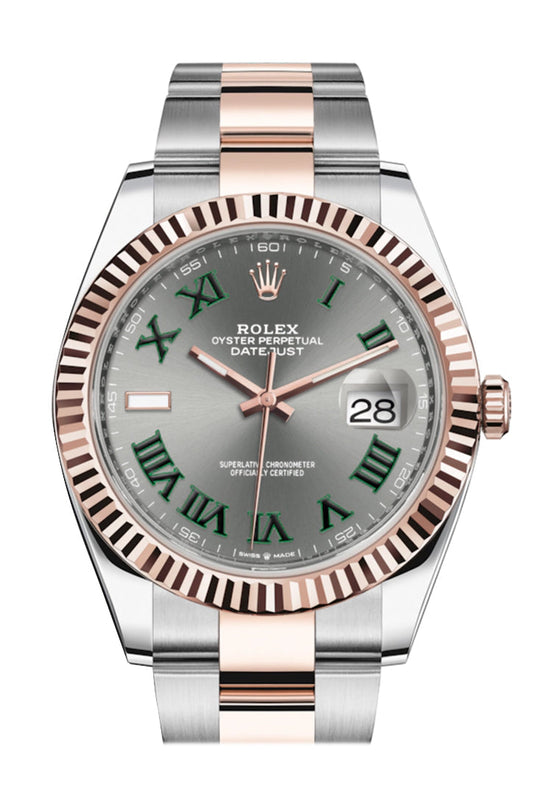 Rlx Datejust 41 Slate Dial Men's Steel and 18kt Everose Gold Oyster Watch 126331