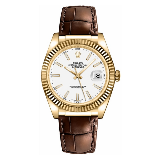 Rlx Datejust 36 White Dial Solid 18k Gold Luxury Watch 116138