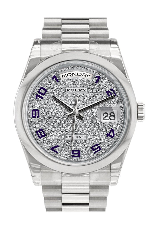 RLX Day Date 36 Diamond Paved Dial President Men's Watch 118206