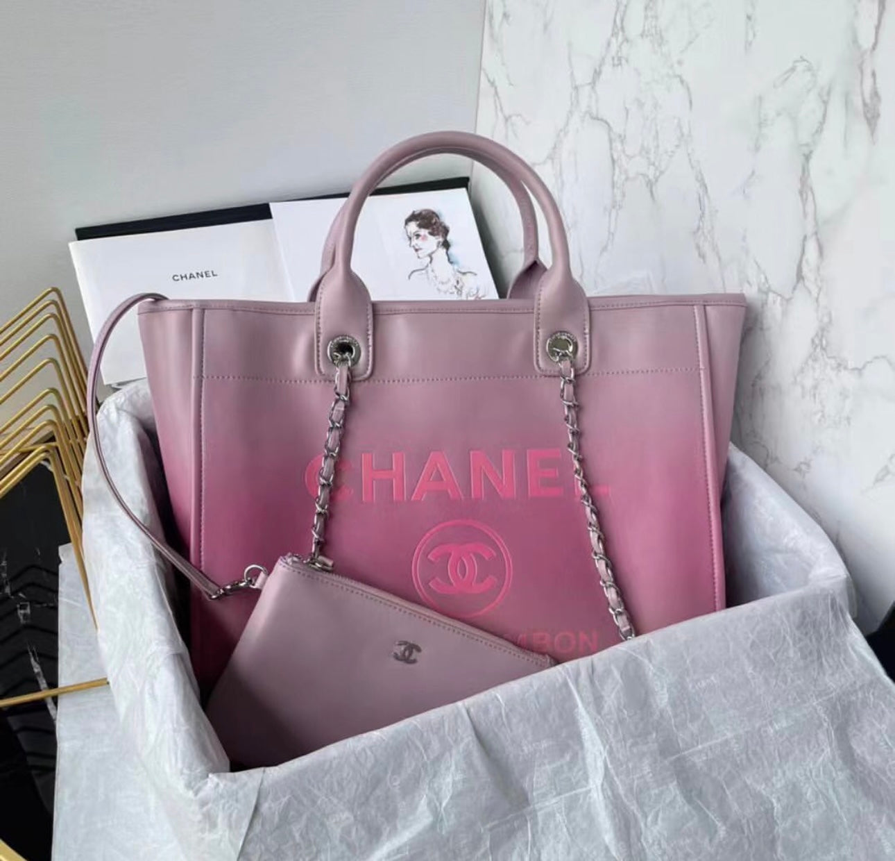 Deauville Ombre Leather Tote