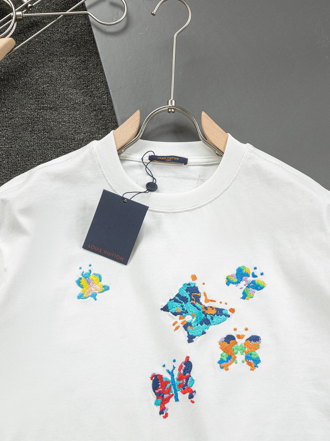 250325 New colorful embroidered butterfly T-shirt
