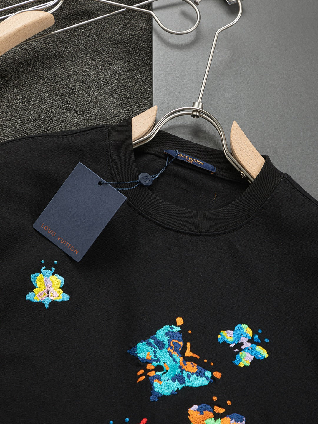 250325 New colorful embroidered butterfly T-shirt